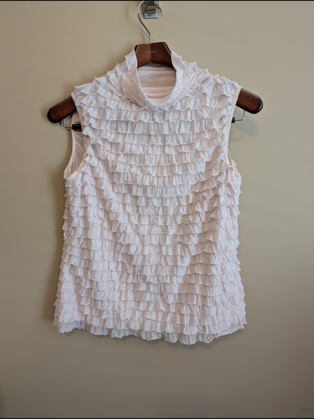 Cocomo Pink Sleeveless Ruffle Mock Neck Top